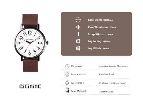 Image of cicininc Nurse Watch for Women,Analog Nursing Watches with 12 /24 Hour Military Time,Second Hand