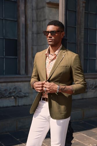 Image of PJ PAUL JONES Mens Casual Blazer Lightweight Linen Sport Coat 2 Button Unlined Suit Jackets