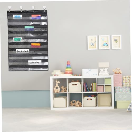 Poche murale suspendue FONDOTIN à 10 poches transparentes en polyester noir pour classe - 4