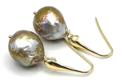 Boucles d'oreilles perles baroques en vermeil 24K de haute joaillerie italienne