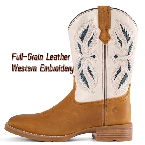 Image of SUREWAY Cowboy Boots For Men - Mens Square Toe Western Boot,Oil /Slip Resistant,Durable Fashionable Classic Pull on 10 Inch Boots Mid Calf Wellington Boots