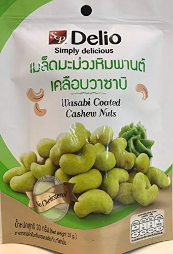 Delio, Crispy Cashew Nuts, Wasabi Coated Cashew Nuts, 33G X 4 Packs #TOP25