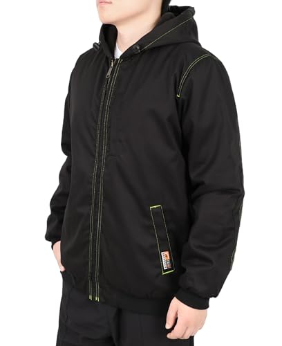 Image of VATRENUS FR Jacket for Men 11oz Fleece Lined Light Winter Coat Warm CAT3 | Flame Resistant Comfortable Workwear|Relaxed Fit Oil Resistant Water Repellent ATPV 38 Cal /cm Zipper Pocket