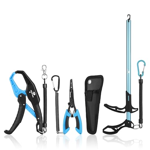 Mossy Oak Fishing Tools Kit- Fishing Plier, Fish Lip Gripper, Multifunctional Fishing Hook Remover with Lanyards Sheath, Saltwater Resistant Fishing A