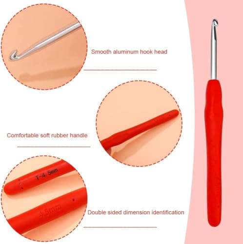 Image of Crochet Kit with Soft Grip Handles - Full Crochet Hook Set for Beginners & Yarn Lovers - Ergonomic Crochet Tools for DIY Craft & Gifting (Crochet Set /AA)