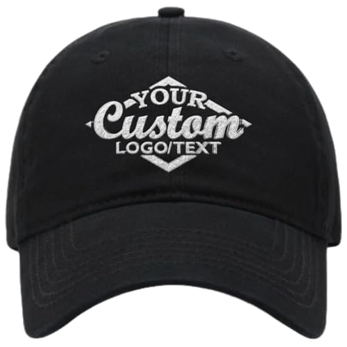 Mens Custom Embroidered Dad Hats Cotton Baseball Cap with Personalized Logo Text for Men and Women Black Hat