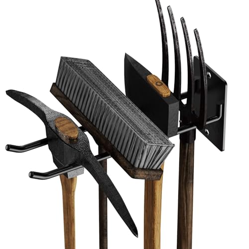 Ouuo 4 Pack Garage Storage Organizer For Tool Organization Heavy-Duty Solid Steel Wall Hanger For Garden Tools - Shovel, Rake Broom Yard Wall Mount Hooks thumb #5