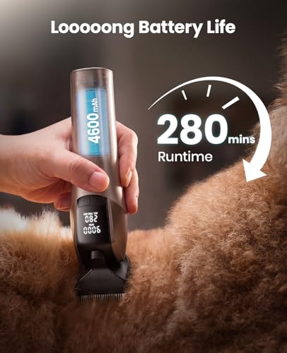 oneisall Dog Clippers for Grooming Thick Hair, Professional 9000RPM 5 Speed with 5 in 1 DLC Blade, 280min Cordless, Low Noise Dog Grooming Kit with 8 Metal Combs Carring Case for Dogs Cats Pet - Image 4