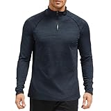 AMZSPORT Herren Langarmshirt, Half Zip Laufshirt mit Stehkragen, Atmungsaktiv 1/4 reißverschluss Sportshirt...