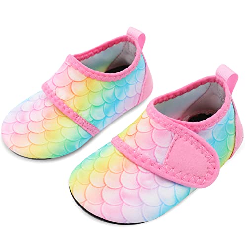 Image of JIASUQI Baby Boys and Girls Barefoot Swim Water Skin Shoes Aqua Socks for Beach Swim Pool