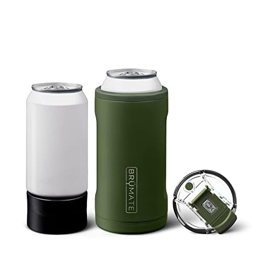 BrüMate Hopsulator Trio 3-in-1 Insulated Can Cooler for 12oz / 16oz Cans + 100% Leak Proof Tumbler with Lid | Can Coozie Insulated for Beer, Soda, and Energy Drinks (OD Green)
