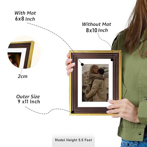 Image of Art Street Luxury Photo Frame for living room, Modern Step Design Photo Frames for Photograph, Art Work, Kids Room Set of 6 (8x10 Inch, Gold)
