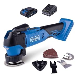 Scheppach Akku-Multifunktionswerkzeug C-MT40-X 20V Multitool | Geschwindigkeit 10000‒40000 min-1 | Oszillationswinkel 3, ° | 20V-IXES-Serie | mit Absaugadapter & Softstart | mit 2Ah Akku & Ladegerät