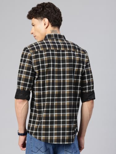 Image of Majestic Man Men's Pure Cotton Checkered Slim Fit Casual Shirt - Full Sleeve | Trendy & Comfortable