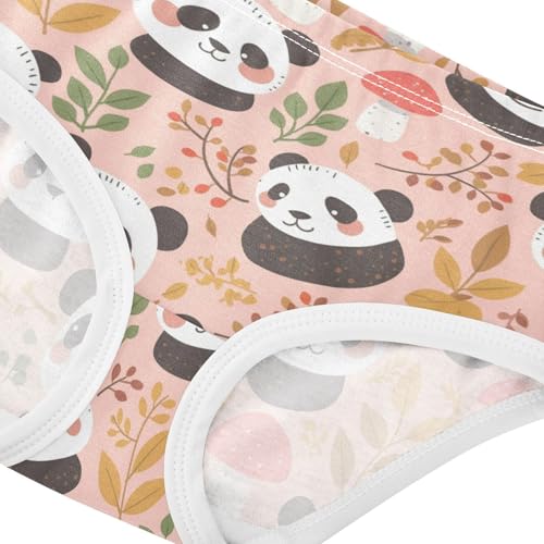 Wusikd Panda Face Girls' Underwear Cotton Leaves Mushrooms Girls Briefs Soft Toddler Underwear 2T4
