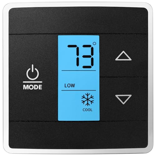 RV Thermostat Replacement 12V Compatible with Dometic 3316250.712 Camper Thermostat Heat/Cool Black 3-Wire RV Furnace with Fan Mode Blue Backlight LCD Display