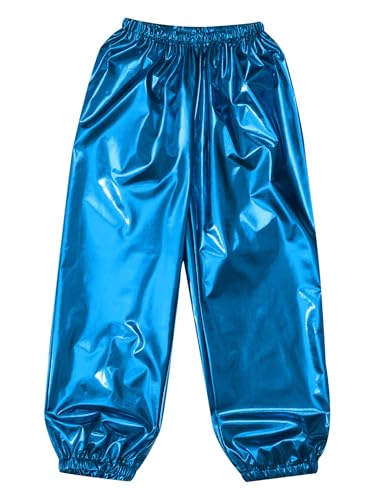 easyforever Kids Girls Shiny Metallic Gymnastics Leggings Workout Yoga Tights Trousers Hip Hop Street Dance Harem Pants4