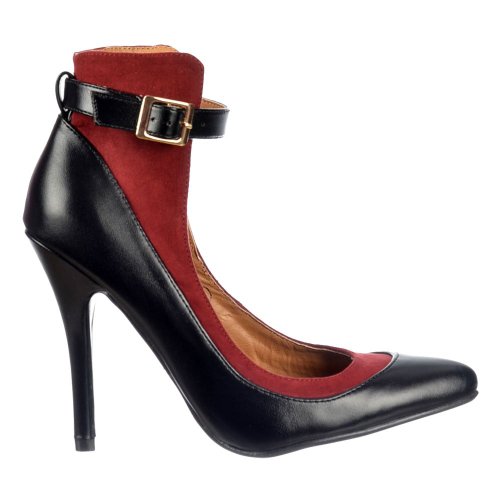 Chaussures talons mi-hauts Dolcis pour femmes avec bride cheville élégante noire et bordeaux