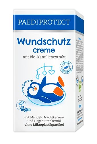 PAEDIPROTECT Wundschutzcreme Baby 50 ml, Wundsalbe ohne Parfüm & Silikone, vegane Babycreme Schutz für empfindliche Babyhaut im Windelbereich, Bio-Kamille Heilsalbe Pflege hilft bei Rötungen PAEDIPROTECT Wundschutzcreme Baby 50 ml, Wundsalbe ohne Parfüm & Silikone, vegane Babycreme Schutz für empfindliche Babyhaut im Windelbereich, Bio-Kamille Heilsalbe Pflege hilft bei Rötungen