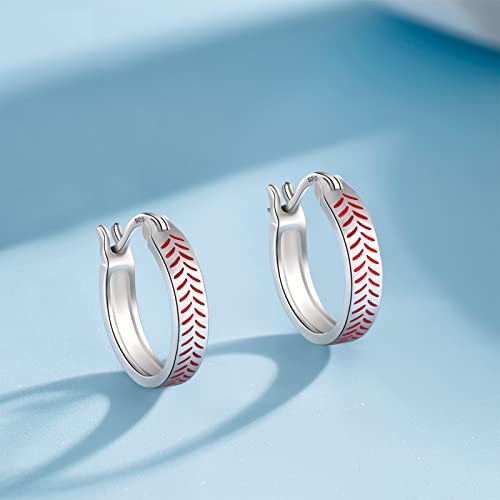 Baseball Earrings 925 Sterling Silver Sport Lover Jewelry Baseball Hoop Earrings Gifts for Women3