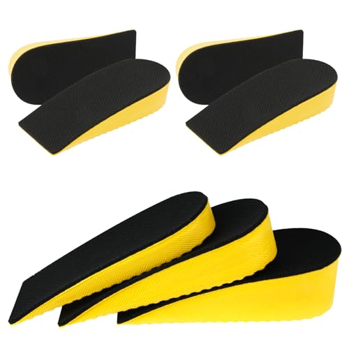 Aomig Plantillas Altura Hombre, 2 Pares Plantillas para Zapatos Aumento de Altura, Alzas para Zapatos Hombre y Mujer para Pies Talones Soporte y Amortiguación de Impactos, Negro 1.5cm