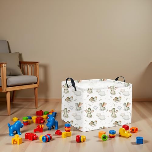 Image of Rectangular Baby Girl Basket Kids Baby Storage Basket Toy Storage Bin Organizer Box Room Decor(Cute Dinosaur)