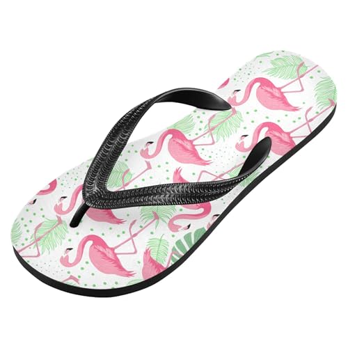 Burbuja Pink Flamingos Palm Leaves Flip Flops for Women Men, Soft Thong Sandals Rubber Slippers for Pool Beach Essentials2