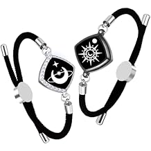 Long Distance Touch Bracelets, Vibration & Light up Remote Smart Matching Couples Bracelet for Couple Long Distance Relationship Girlfriend Boyfriend Festival Gifts Lover Jewelry Set
