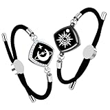 ZYWFAYUO Long Distance Touch Bracelets, Vibration & Light up Remote Smart Matching Couples Bracelet for Couple Long Distance Relationship Girlfriend Boyfriend Festival Gifts Lover Jewelry Set