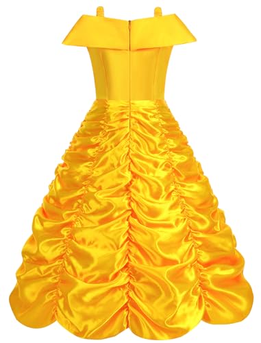 Vestido de princesa para niñas amarillo con accesorios miniatura 4
