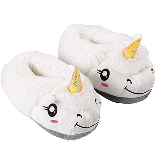 Hstyle Unisexe Licorne Pantoufles Chaud Belle Adulte À La Maison Chaussures De Loungewear, Blanc, 36/41 EU