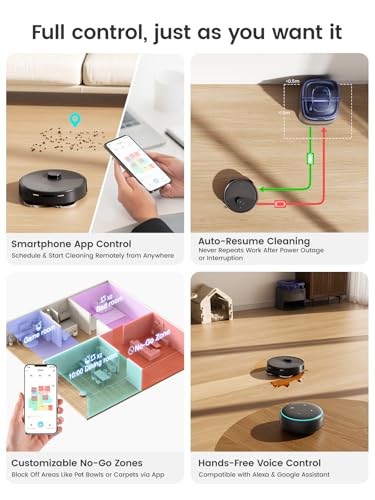 Lefant Robot Vacuum and Mop, 23,000Pa Suction,All-in-One, 120-Day Self-Emptying, Obstacle Avoidance, Auto Mop Washing&Drying, for Pet Hair Carpet, 5G WiFi Alexa/APP/iWatch Control, M3 Ultra