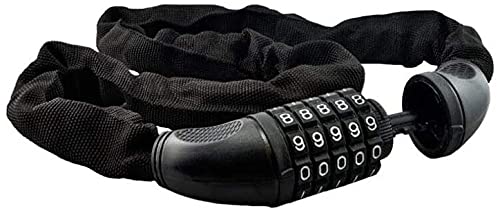 Lucchetto per Bicicletta, Catena antifurto per Mountain Bike, Lucchetto a Combinazione, Adatto per Biciclette, motociclette e Veicoli elettrici (Colore: Nero)