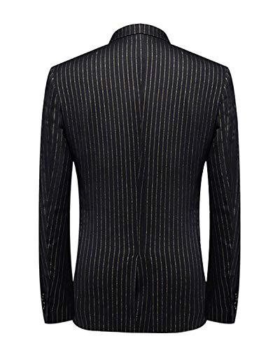 Wemaliyzd Mens 2 Piece Pinstripe Suit Notch Lapel Single Breasted Blazer Jacket Pants2