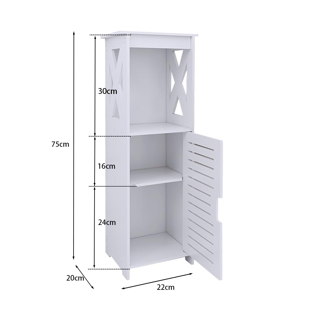 LANTUS - Mueble de almacenamiento para inodoro, armario, estante ajustable, patas resistentes al agua, pequeños espacios, pequeño armario de baño para cuarto de baño, sala de estar, 26 x 20 x 75 cm