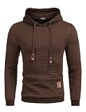 COOFANDY Men's Knit Hoodie Pullover Hipster Pleated Long Sleeve Drawstring Hooded Sweatshirt Coffee