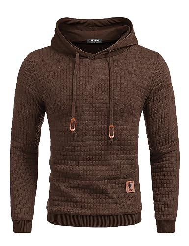 COOFANDY Mens Hooded Sweatshirt Casual Long Sleeve Drawstring Waffle Knit Pullover Hoodies