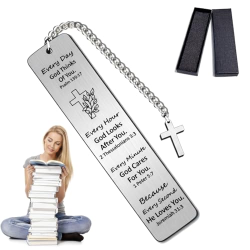 Bible Verse Bookmark with Cross Charm