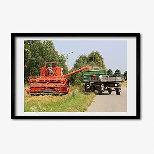 Tableau Moderne Moissonneuse-Batteuse avec Cadre en Bois MDF Finition Premium