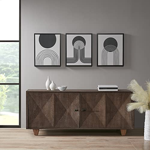 Urban Habitat Wall Art Living Room Décor Cosmic Curl Framed Canvas, Home Accent Modern Inspired Dining, Bathroom Decoration Ready To Hang Painting, 16.83" W X 20.83" H X 2" D, Black/Taupe 3 Piece #TOP30