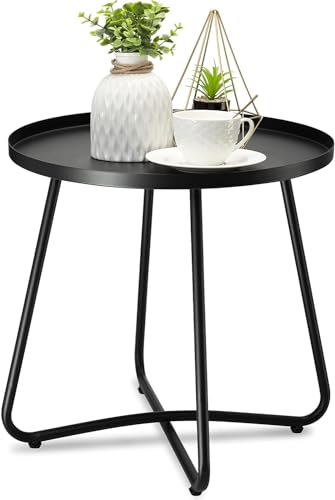 danpinera Outdoor Side Table, balkontisch mit rutschfesten Kanten, gartentisch klein, beistelltisch Outdoor für Terrasse, Hof, Balkon, Garten, wetterfestes Material, Schwarz