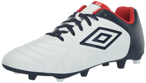 Umbro Men's Classico XI FG Soccer Cleat, White/Navy/Red, 8