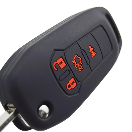 Image of Silicone Rubber Key Fob Cover Protector for Ford Fusion Explorer (Flip Key) N5F-A08TAA 164-R7986 5924003 4 Button Remote Control