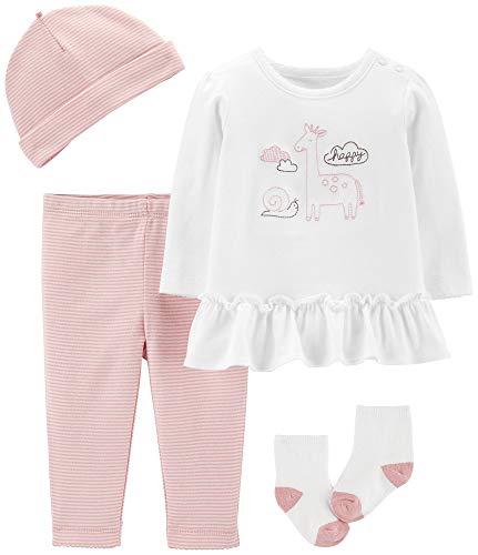Carter's 4-Piece Babysoft Take-Me-Home Set (3 Months) Pink and White