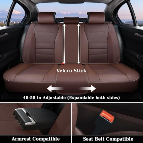 Image of Coverado Car Seat Covers Front, Seat Covers for Cars, Waterproof 2-Pack Car Seat Cushions, Leather Carseat Seat Protectors, Universal Seat Covers Fit for Most Sedans SUV Pick-up Trucks(Brown)