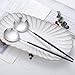 Zerophilo Salad Servers,Spoon and Fork Set 11.41 inch,18/10 Stainless Steel Salad Serving Titanium Plating (black silver)