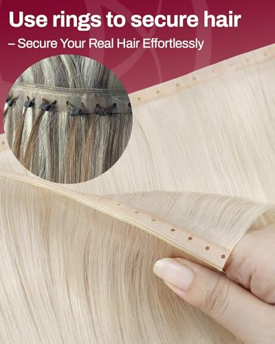 Image of Moresoo Butterfly Hair Weft Extensions, Platinum Blonde, 24 Inch 100g | silky remy strands bring bold platinum length to editorial content, destination events and refined evening styling