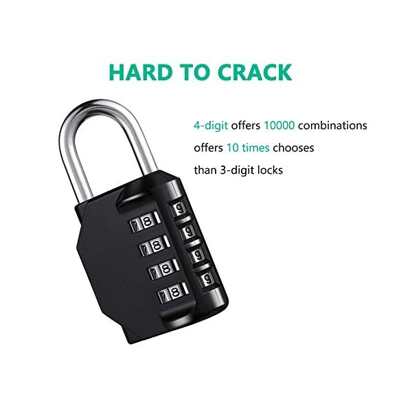 Combination Lock Resettable 4 Digit Padlock with Combination, AIHYTU Waterproof and Heavy Duty Combination Padlock Outdoor for School Gym Locker, Fence Gate, Toolbox, Employee Hasp Locker – 2 Pack - Image 6