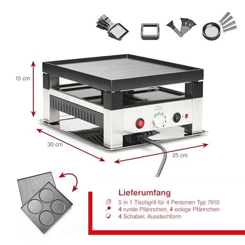 Pizza Raclette Solis 5 in 1 Tischgrill für 4 Personen