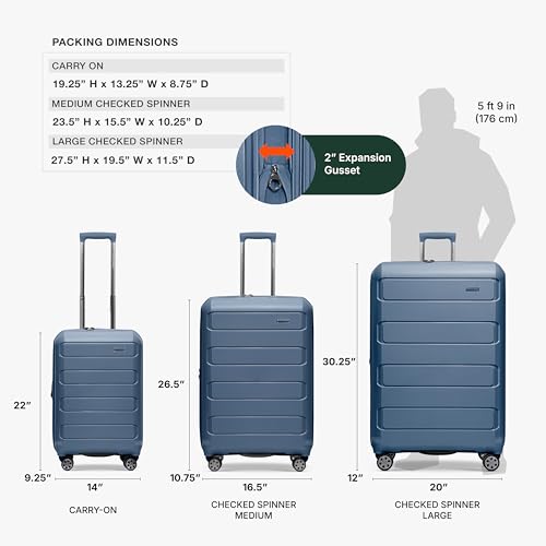 Traveler\'s Choice Pagosa Hardshell Expandable Luggage with Spinner Wheels, Slate Blue, 30-Inch Large